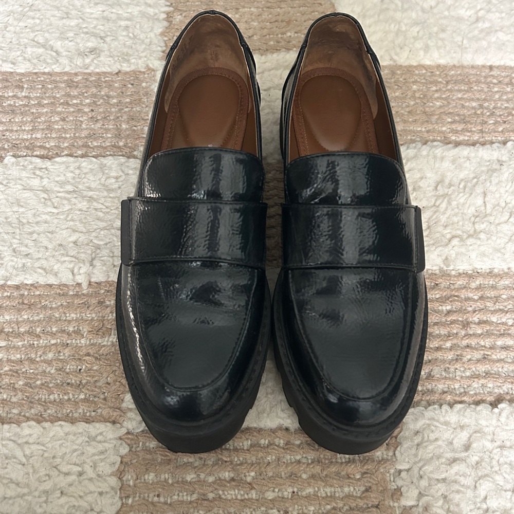 Franco Sarto Black Patent Leather Loafers